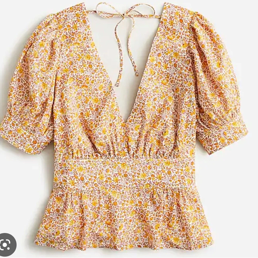 J. Crew Puff-Sleeve V-Neck Top in Scattered Blooms $69